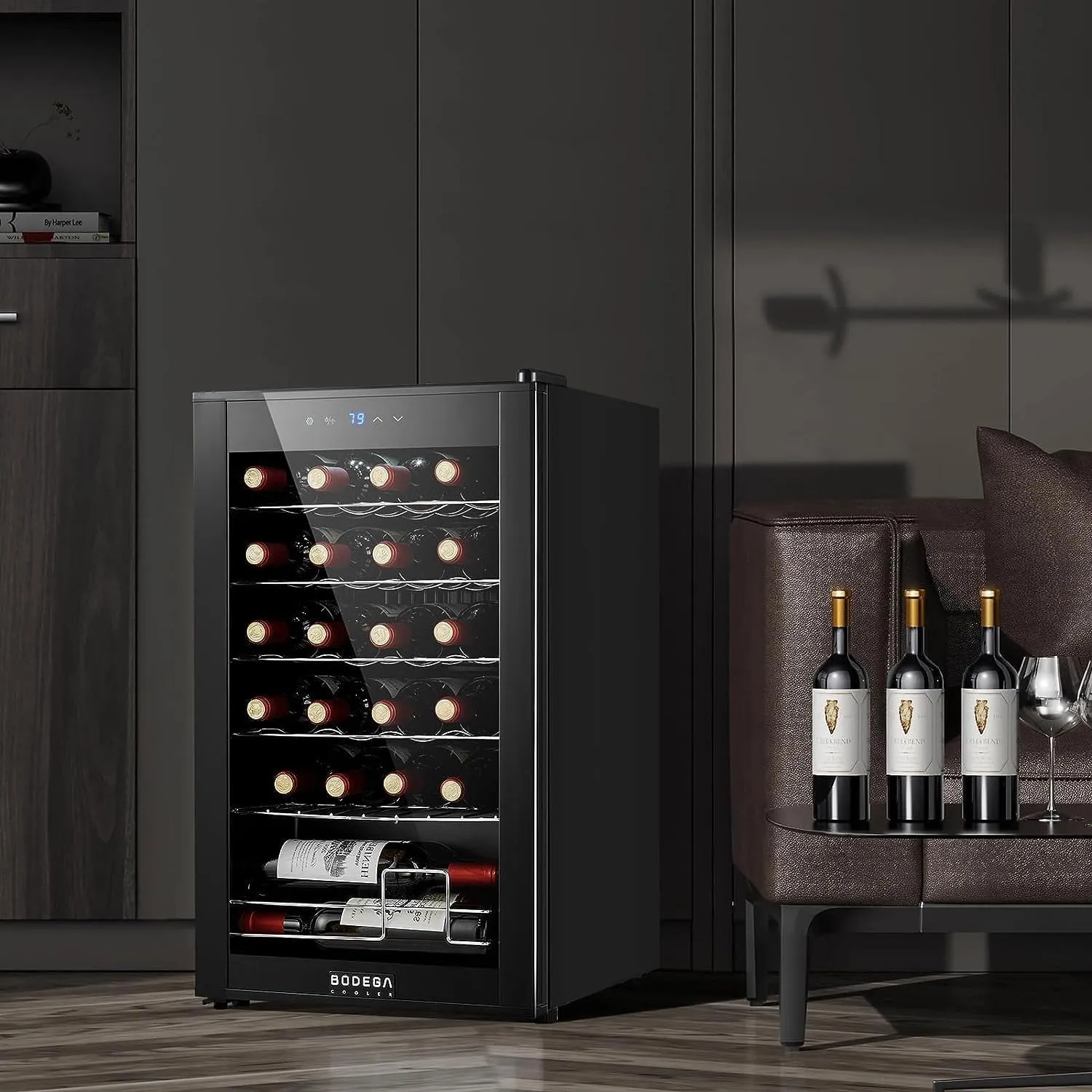 BODEGACOOLER Wine Cooler 24 Bottle for Home and Kitchen, Mini fridge for Bedroom,Wine Fridge with 41-64.4°F Digital Temperature Control,Small Freestanding Wine Refrigerator for Red, White & Champagne