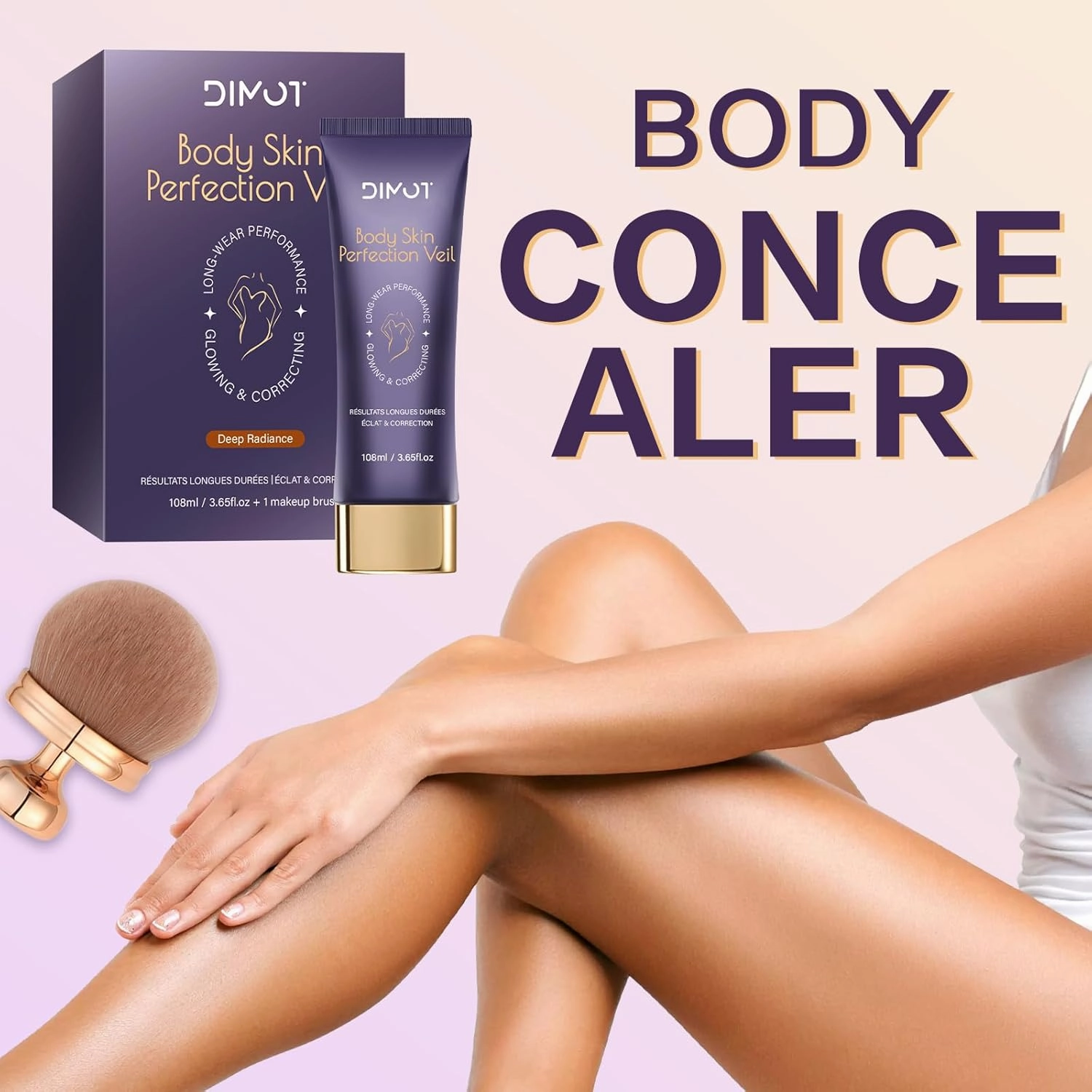 Body Concealer - Long-Lasting Luminous Finish | tattoo cover up makeup waterproof | Breathable Buildable Coverage，3.65 fl.oz (Golden)