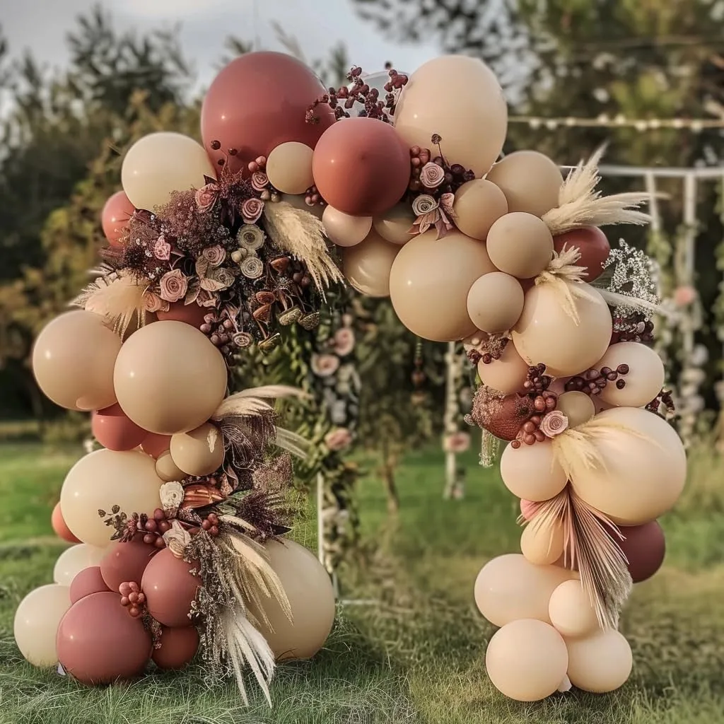 Boho Balloons Pink Nude Balloon Garland Double Stuffed Matte Cream Dusty Rose Balloon Arch Kit for Birthday Baby Showers Wedding, Bridal Shower, Baptism Party Decorations