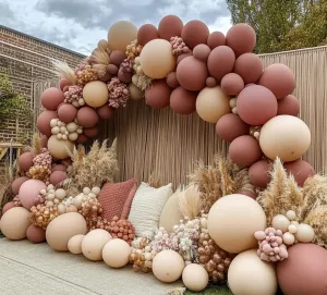 Boho Balloons Pink Nude Balloon Garland Double Stuffed Matte Cream Dusty Rose Balloon Arch Kit for Birthday Baby Showers Wedding, Bridal Shower, Baptism Party Decorations