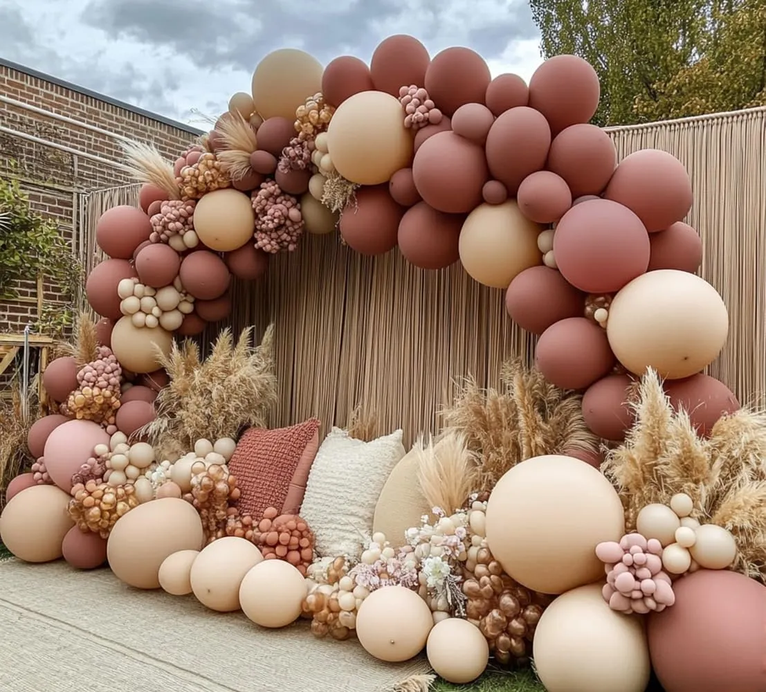 Boho Balloons Pink Nude Balloon Garland Double Stuffed Matte Cream Dusty Rose Balloon Arch Kit for Birthday Baby Showers Wedding, Bridal Shower, Baptism Party Decorations