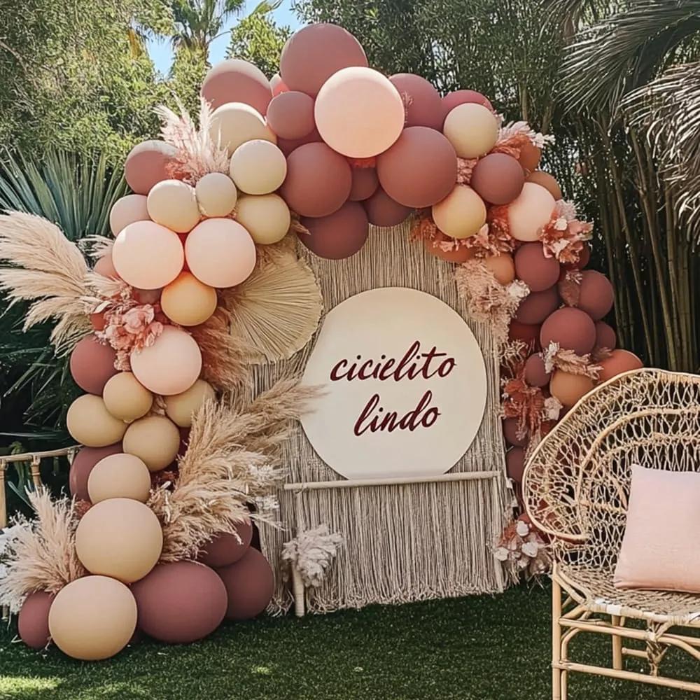Boho Balloons Pink Nude Balloon Garland Double Stuffed Matte Cream Dusty Rose Balloon Arch Kit for Birthday Baby Showers Wedding, Bridal Shower, Baptism Party Decorations