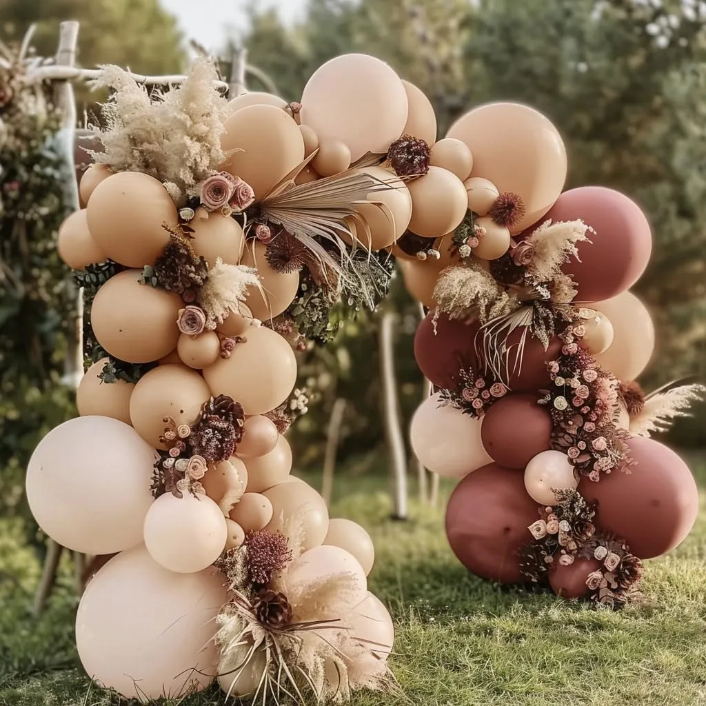 Boho Balloons Pink Nude Balloon Garland Double Stuffed Matte Cream Dusty Rose Balloon Arch Kit for Birthday Baby Showers Wedding, Bridal Shower, Baptism Party Decorations
