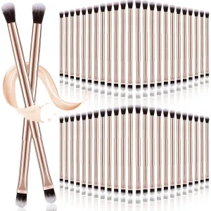 Bokon 50 Pcs Eyeshadow Smudge Brush 2 in 1 ， 2 Double Ended Concealer Brush Under Small Soft Firm Pointed Foundation Makeup Applicator for Blending Eye Shadow Liner