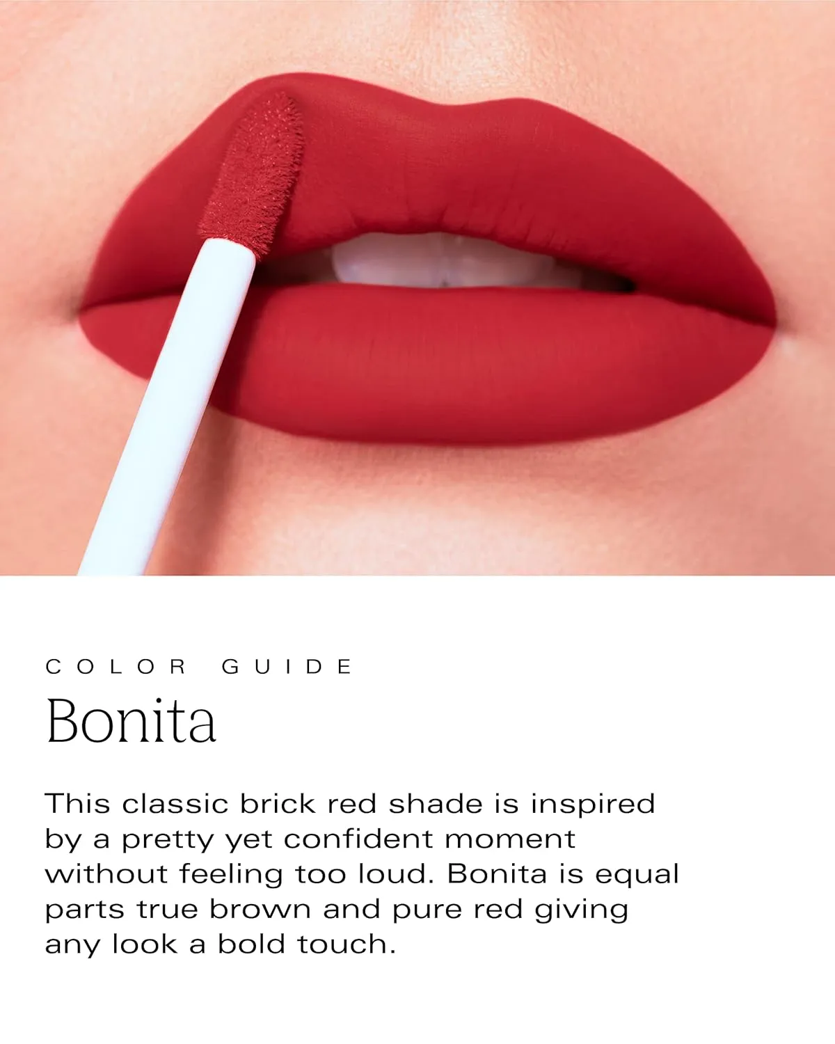 Bold Aspirations Liquid Lipstick (Bonita) | Highly Pigmented Smooth Matte Finish | Brick Red Tone | Long Lasting, Non-Transfer, Hydrating Formula | Vegan | Cruelty-Free | .14 fl oz