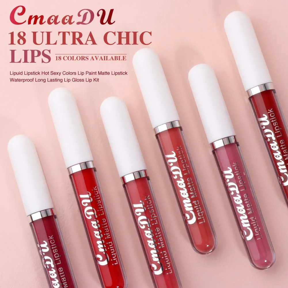 BONNIE CHOICE 18Pcs Matte Liquid Lipstick Set, Waterproof Long Lasting Non-Stick Cup Nude Lipstick Dark Red Lipstick for Women 24 Hour High Pigmented Lip Gloss Set Valentine's Day Gifts for Women