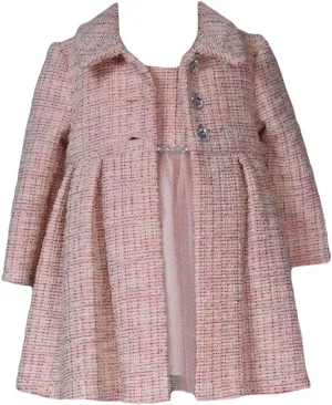 Bonnie Jean Girl's Special Occasion Formal Pink Dress and Coat Set for Baby, Toddler and Little Girls