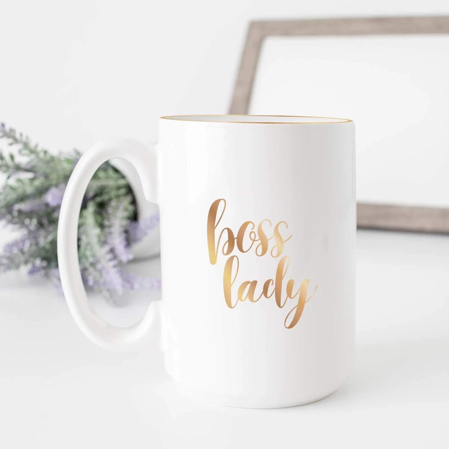 Boss Lady Gold Coffee Mug/Unique Gift For Women / 15 Ounce Office Ceramic Coffee Mug/Shiny Gold Boss Gift/Coworker Ceramic Mug
