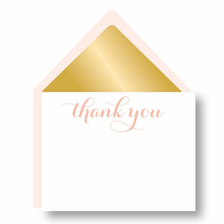 BOXED NOTECARDS - HP - GOLD LINED BLUSH THANK YOU CARDS