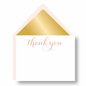 BOXED NOTECARDS - HP - GOLD LINED BLUSH THANK YOU CARDS