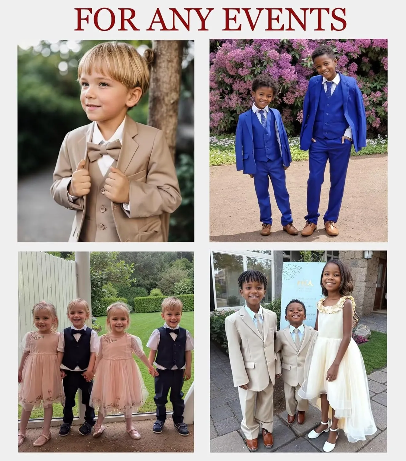 Boys Suits Formal Tuxedo Suits for Boys Wedding Easter Outfits Kids Suit Dress Jacket Vest Pants Tie Set