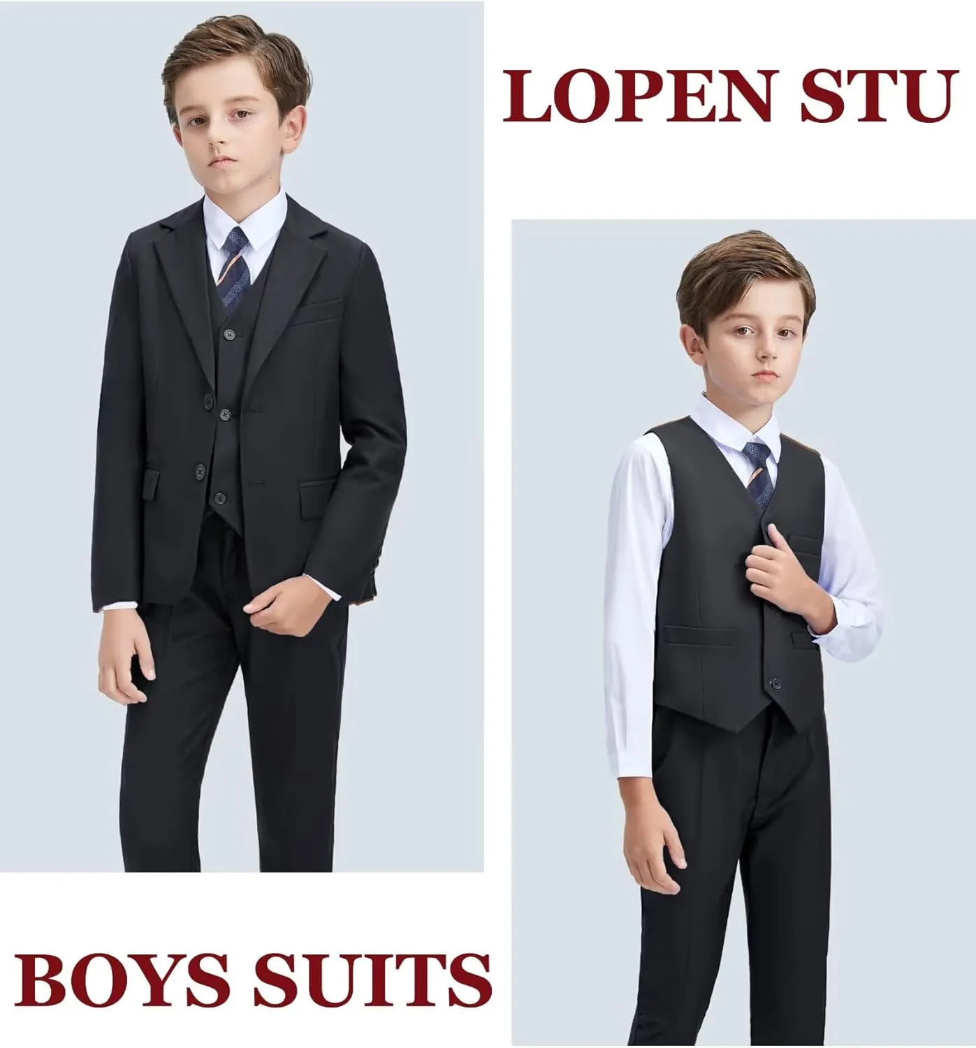 Boys Suits Formal Tuxedo Suits for Boys Wedding Easter Outfits Kids Suit Dress Jacket Vest Pants Tie Set