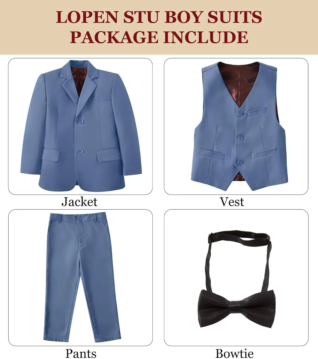 Boys Suits Formal Tuxedo Suits for Boys Wedding Easter Outfits Kids Suit Dress Jacket Vest Pants Tie Set