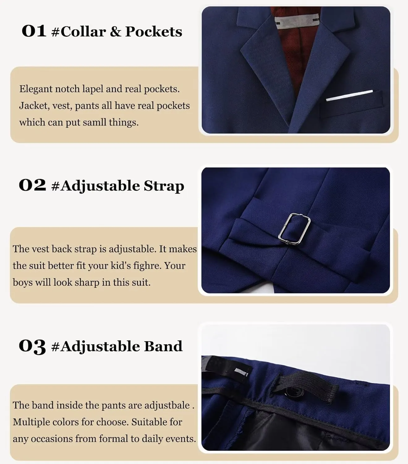 Boys Suits Formal Tuxedo Suits for Boys Wedding Easter Outfits Kids Suit Dress Jacket Vest Pants Tie Set