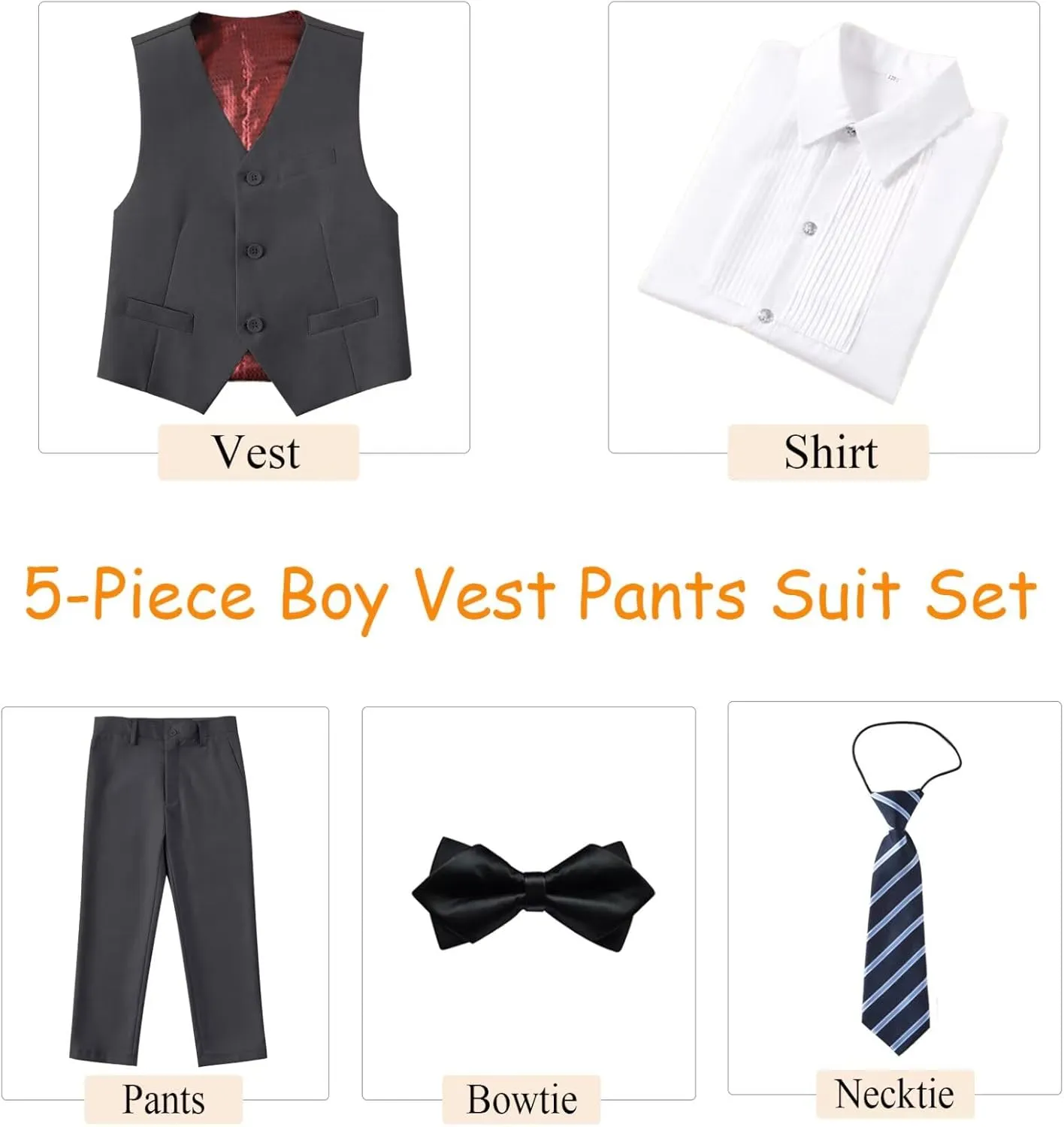 Boys Suits Slim Fit Toddler Tuxedo Suit Set for Teen Boys Communion Dress Clothes Kids Wedding Ring Bearer Outfit