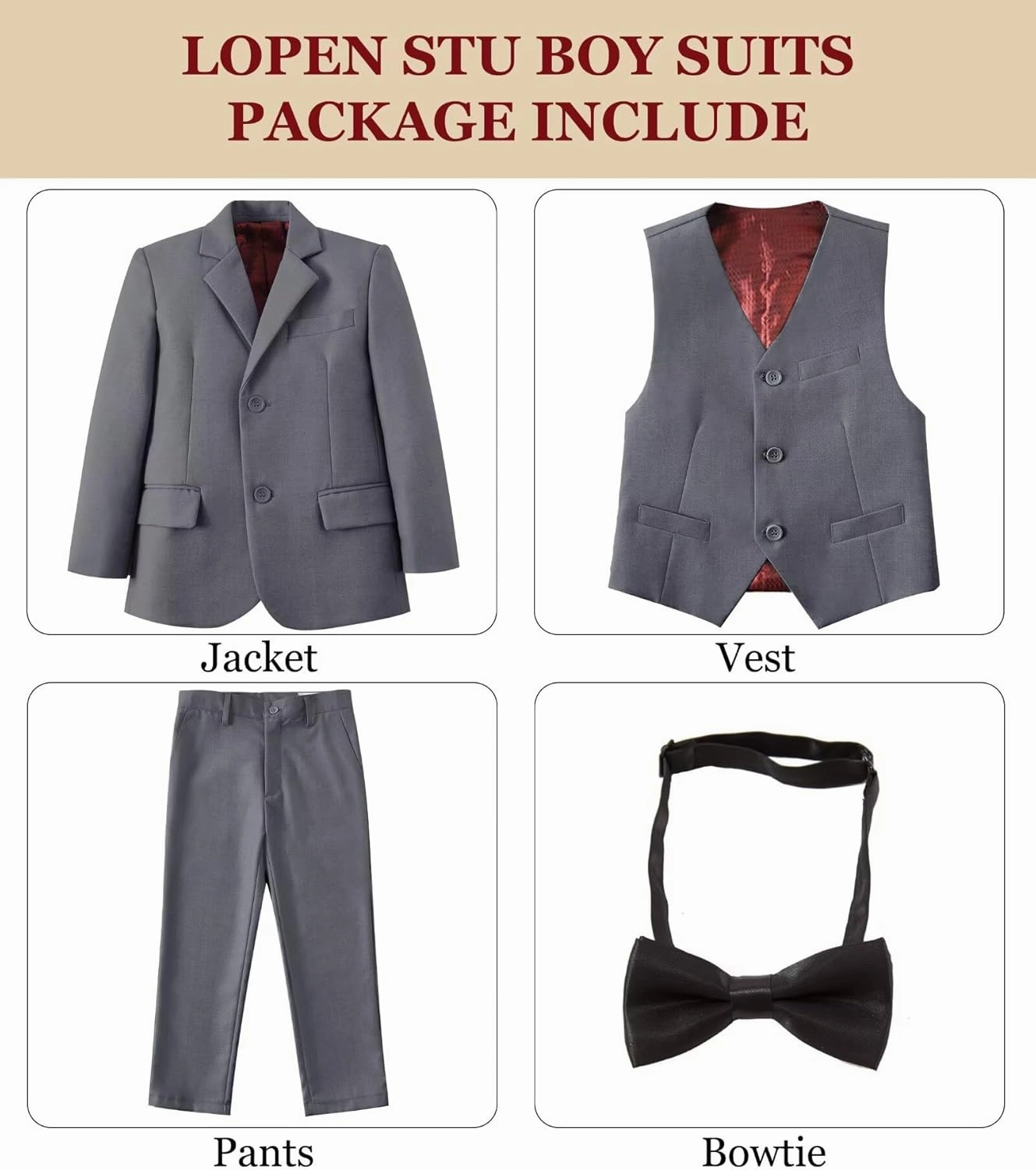 Boys Suits Formal Tuxedo Suits for Boys Wedding Easter Outfits Kids Suit Dress Jacket Vest Pants Tie Set