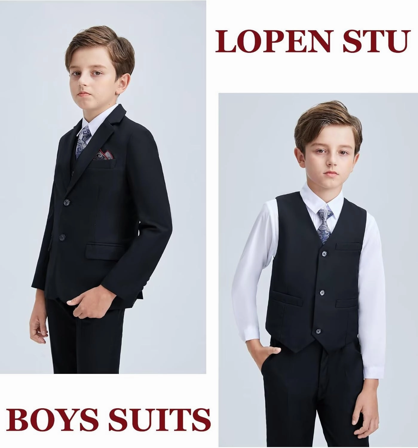 Boys Suits Formal Tuxedo Suits for Boys Wedding Easter Outfits Kids Suit Dress Jacket Vest Pants Tie Set