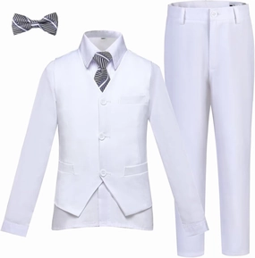 Boys Suits Slim Fit Toddler Tuxedo Suit Set for Teen Boys Communion Dress Clothes Kids Wedding Ring Bearer Outfit