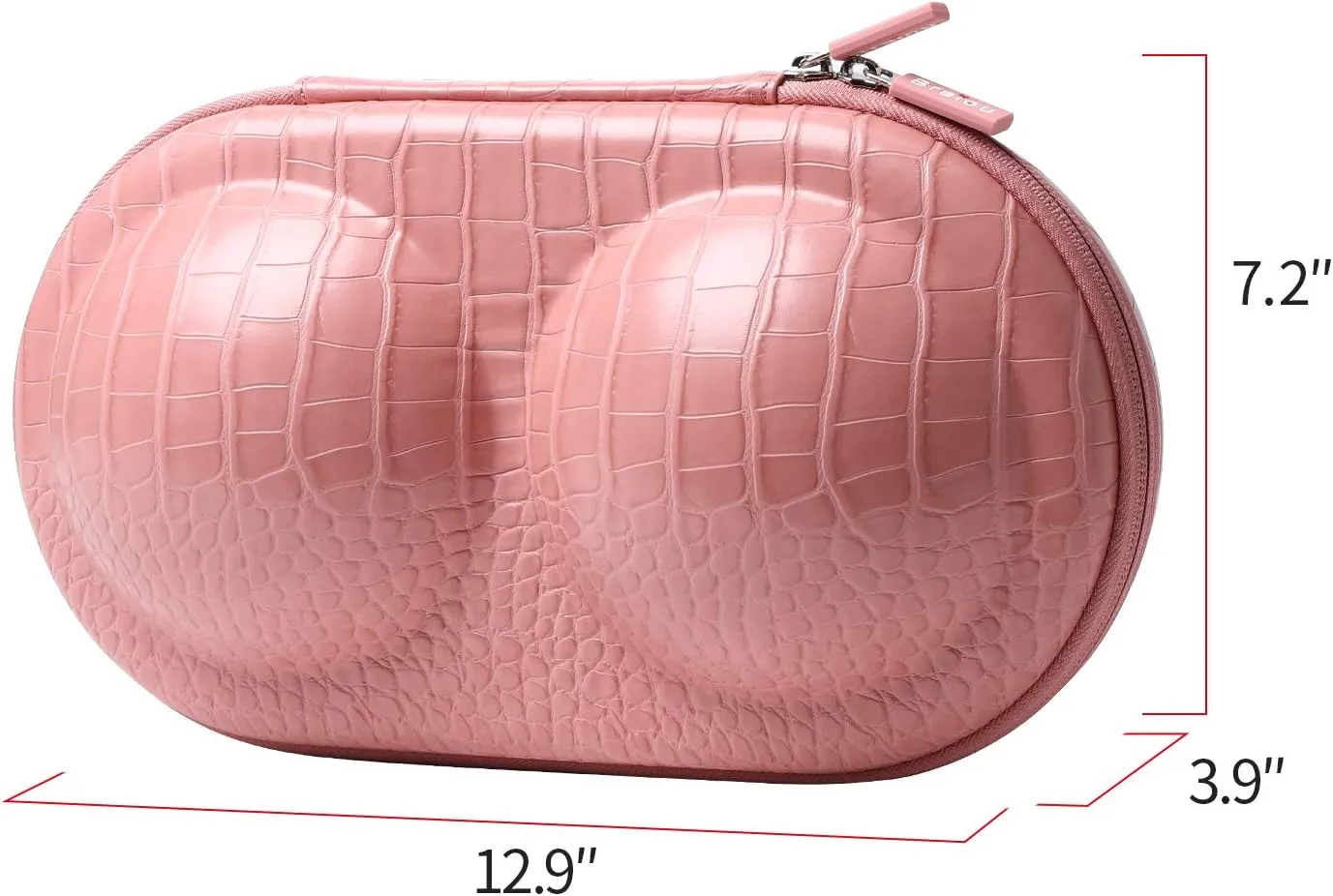 Bra Case Premium Lingerie Travel Bag Zip Underwear Organizer Bag for A-C Cup (Crocodile Pattern, Rose Gold)