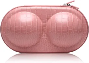 Bra Case Premium Lingerie Travel Bag Zip Underwear Organizer Bag for A-C Cup (Crocodile Pattern, Rose Gold)