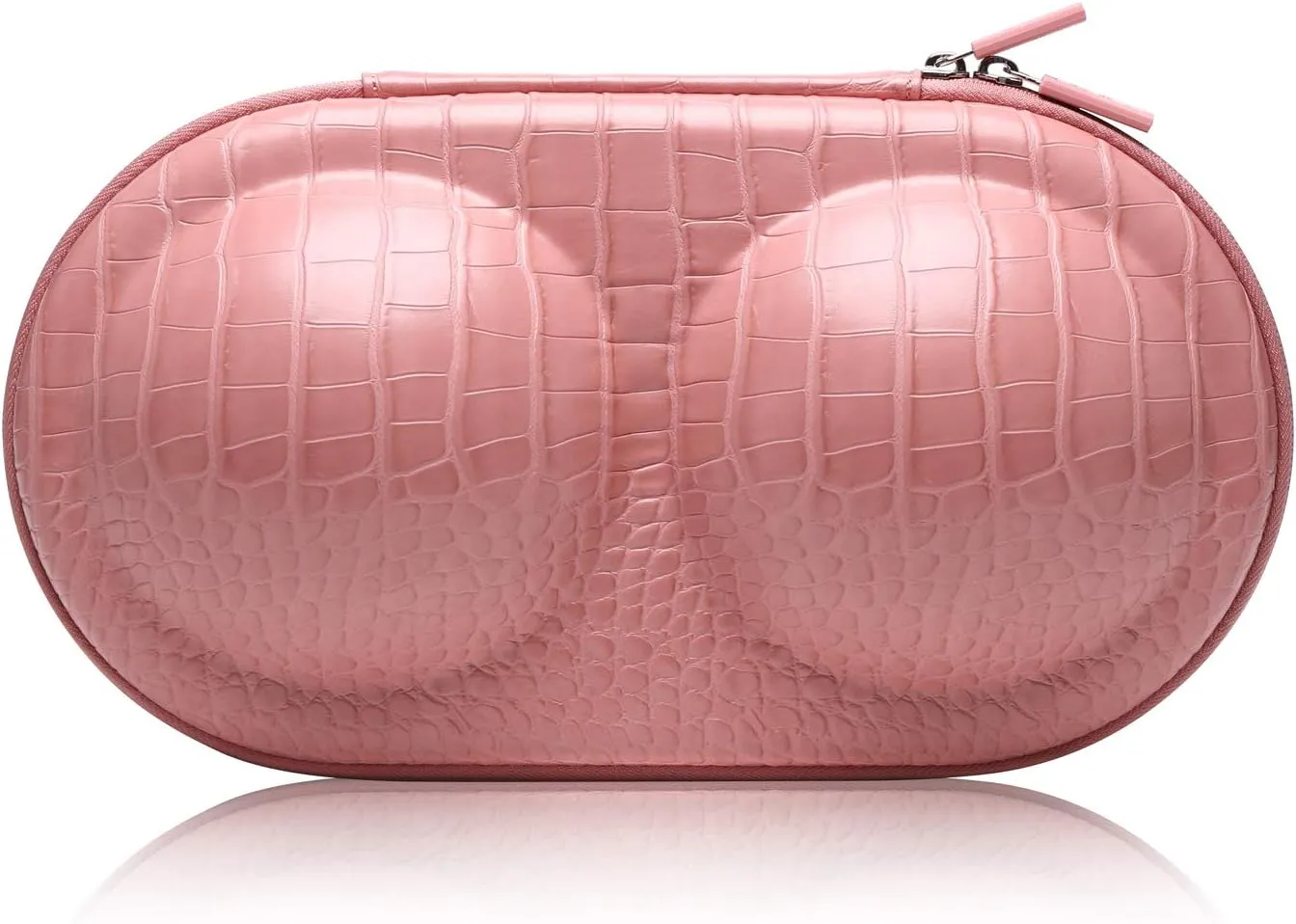 Bra Case Premium Lingerie Travel Bag Zip Underwear Organizer Bag for A-C Cup (Crocodile Pattern, Rose Gold)