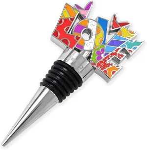 BRITTO Metal Wine Stopper - Stainless Steel Beverage Preserver with Silicone Seal, Food Grade Premium Bottle Sealer with Grip for Keeping Wine & Champagne Fresh - Love Word Design