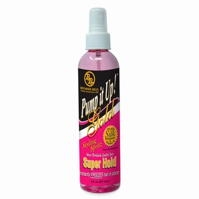 Bronner Bros Pump It Up Styling Spritz Gold 80% – Fast-Dry Hair Spray Extra Hold with Vitamin B5 & Silk Protein - Maximum Hold Finishing Spritz Hairspray, Adds Shine, Nourishes, No Build-up - 8oz
