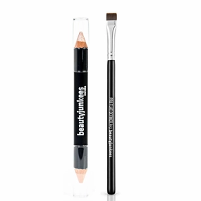 Brow Concealer Highlighter Pencil with Eyebrow Brush - Perfectly Sculpted 2pc Set, Creamy Matte Brow Shaper Definer, Shimmer for Highlighting Inner Corner, Gluten Paraben Cruelty Free, Cool Beige