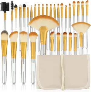 Brush set make up,Makeup brushes 32pcs, Pink Make up brush set Professional with Soft Bristles Kabuki Foundation Powder Eyeshadow Eyeliner Blush(Color:Champagner Gold)