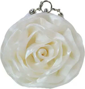 Buddy Women Rose Shaped Clutch Soft Satin Wristlet Handbag Wedding Party Purse