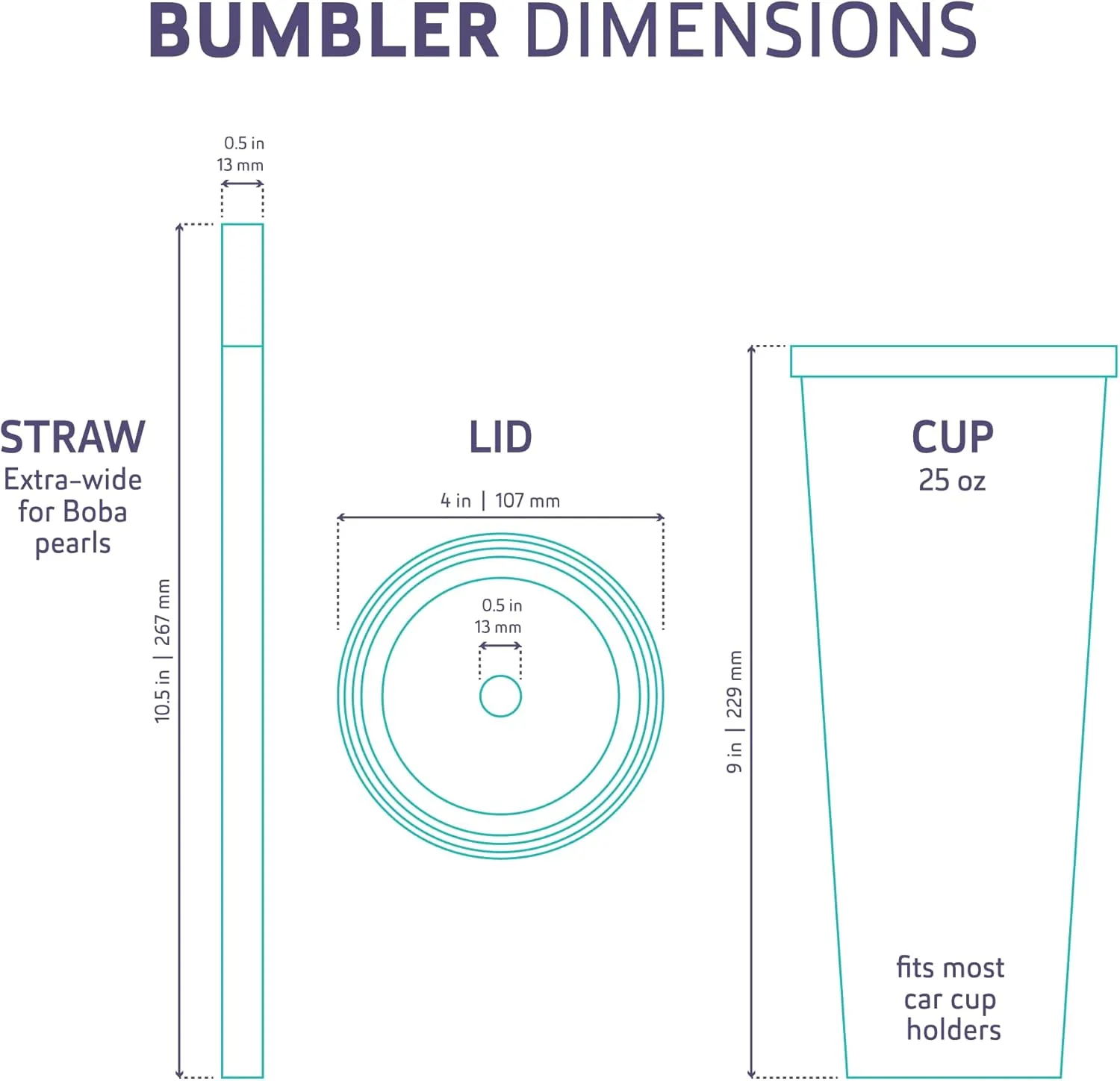 Bumbler 24oz Large Reusable Portable Eco-Friendly Tumbler | Drinking Cup with Wide Soft Tip Straw, Aesthetic Leak-Proof Lid – for Boba Tea, Smoothies, Iced Coffee, Hot or Cold Drinks – Blush Pink
