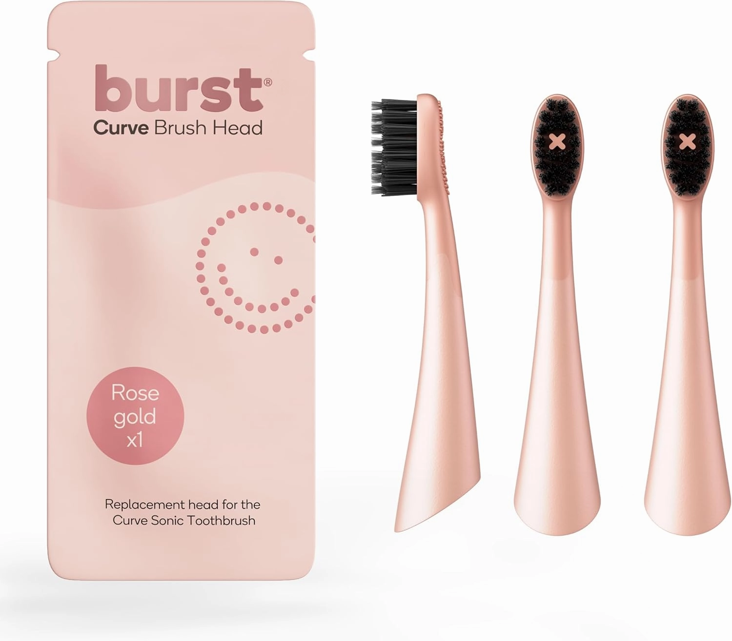BURST Replacement Heads for Curve Sonic Electric Toothbrush (3 Pack/Rose Gold)