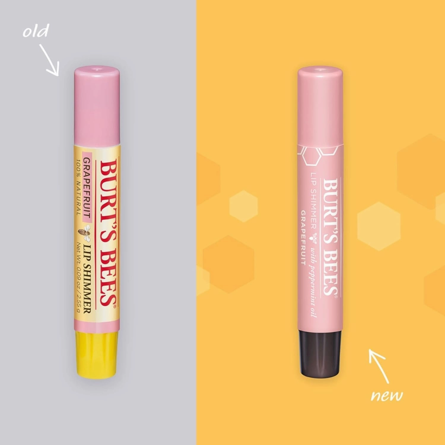 Burt's Bees Shimmer Lip Tint Set, Tinted Lip Balm Stick, Moisturizing for All Day Hydration with Natural Glowy Pigmented Finish & Buildable Color, Grapefruit (8-Pack)