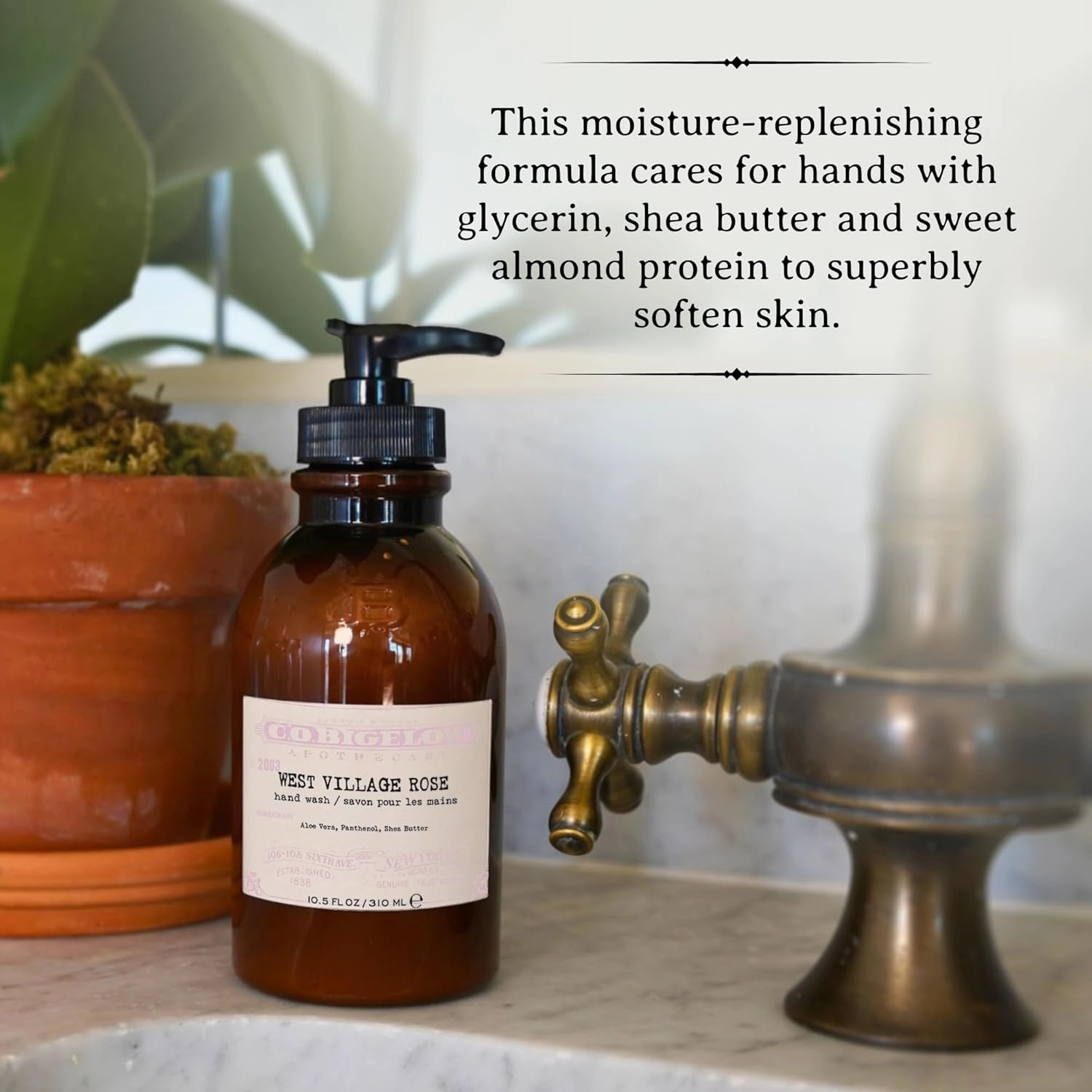 C.O. Bigelow Iconic Collection West Village Rose Hand Wash, with Glycerin, Aloe Vera, Panthenol, and Shea Butter, 10.5 fl oz