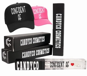 CandyCo Cosmetics confident af trucker hat Ultra Long Lasting custom lipgloss coworker stockng stuffer christmas fen shea butter (Pink Hat)