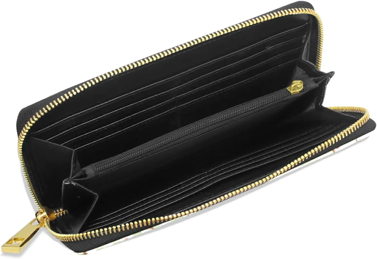 Carp in Spring Pond Cherry Blossom Japanese Fish Green Leather Long Wallet Organizer with Zipper Purse Clutch Bag for Women Men