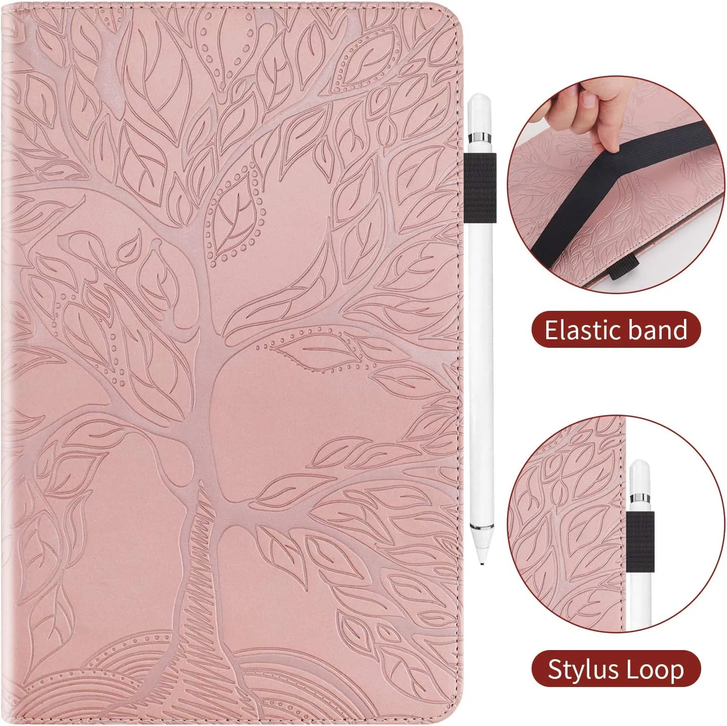 Case for Lenovo Tab M9 9.0 inch (TB-310FU, 2023 Released)，Slim Folding case Lightweight PU Leather Cover Flip Stand Shell with Card Holder for Lenovo Tab M9 9" 2023 Android Tablet-Rose Gold