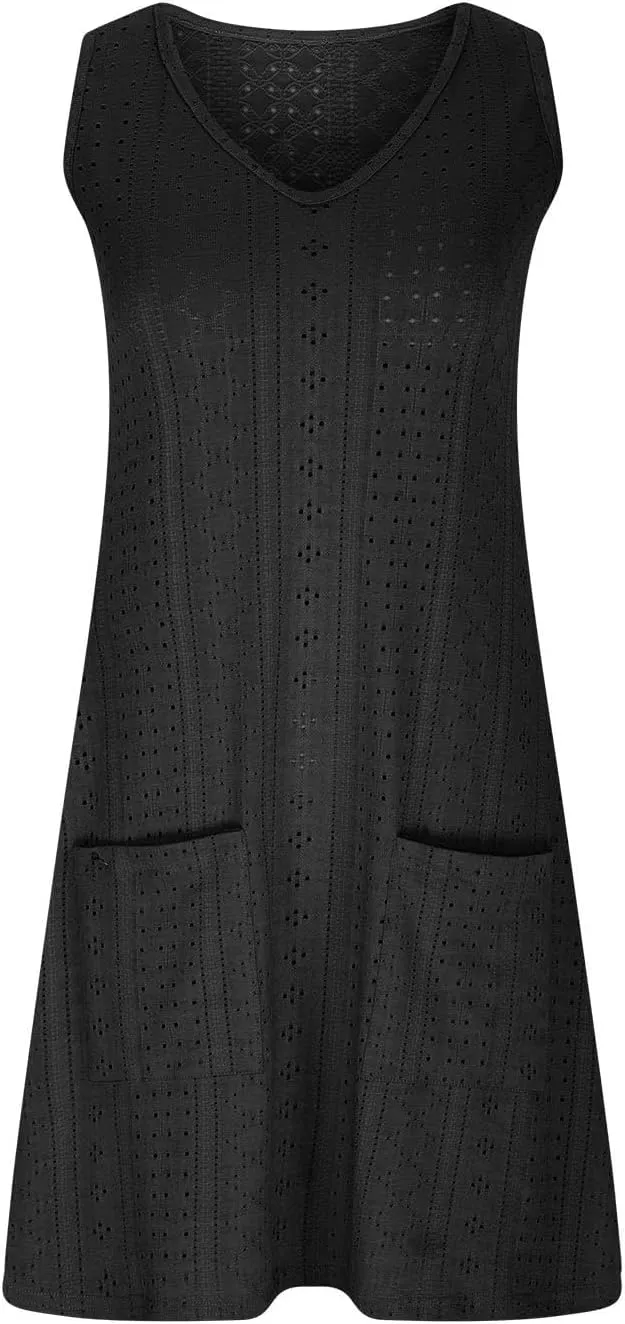 Casual Dresses for Women Casual U Neck Sleeveless Mini Dresses Soft Lightweight Summer Hawaiian Vacation Sundresses