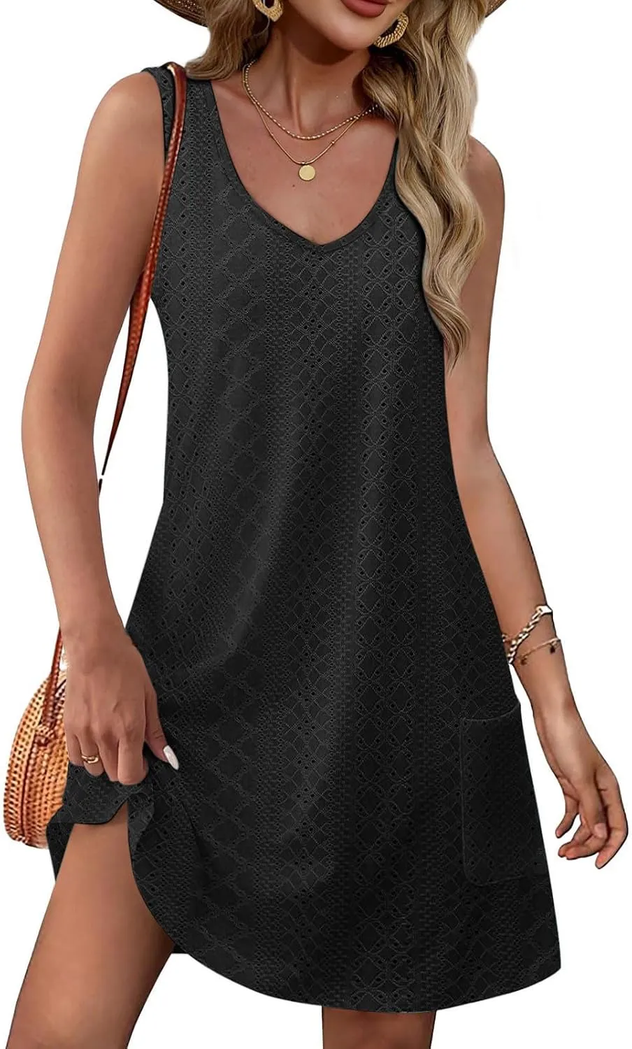 Casual Dresses for Women Casual U Neck Sleeveless Mini Dresses Soft Lightweight Summer Hawaiian Vacation Sundresses