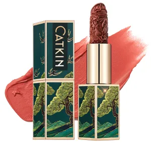 Catkin Rouge Matte Lipstick, Nude Waterproof Long Lasting Carving Satin Moisturizing Smooth Soft 0.13 Ounce-Chinese Style (CO137)