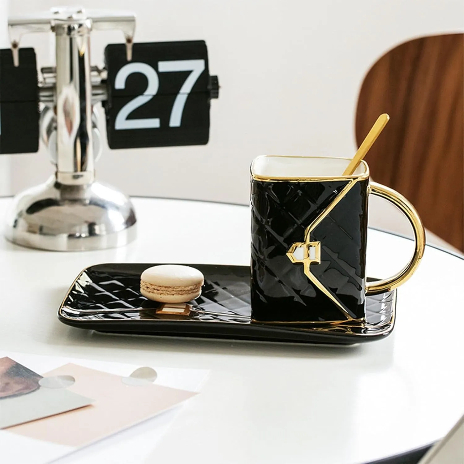Ceramic Handbag Shaped Cup And Plate Set, Ceramic Coffee Cup And Tea Cup With Dish Spoon Suitable For Office And Home Coffee(E)