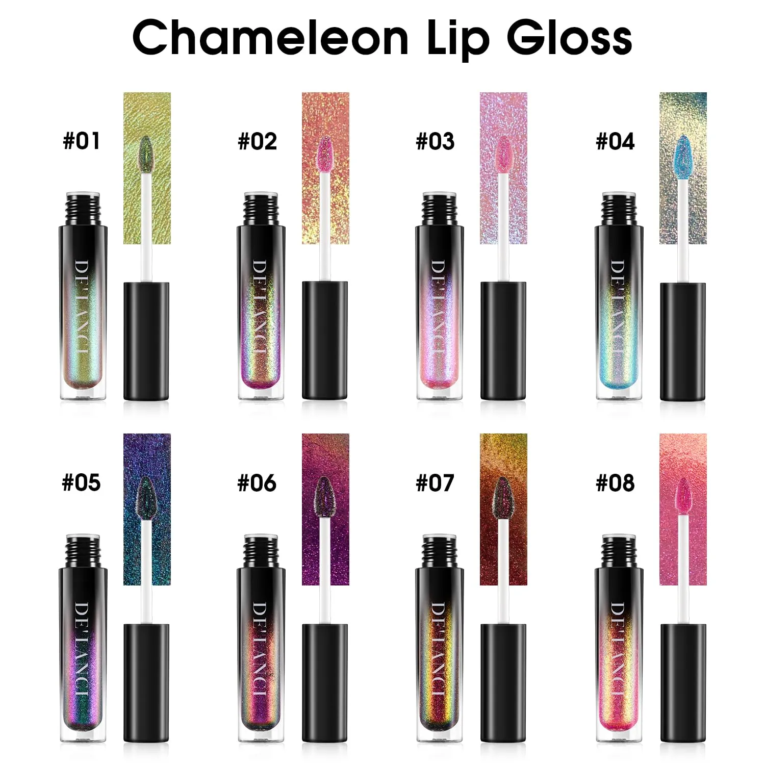 Chameleon Liquid Lipstick Red Green Color,Shimmer Metallic Colourful Lip Gloss for Women Girls Lips Makeup Gift,Hydrating Waterproof and Long Lasting Lip Stick Shiny,Talc-Free,#7