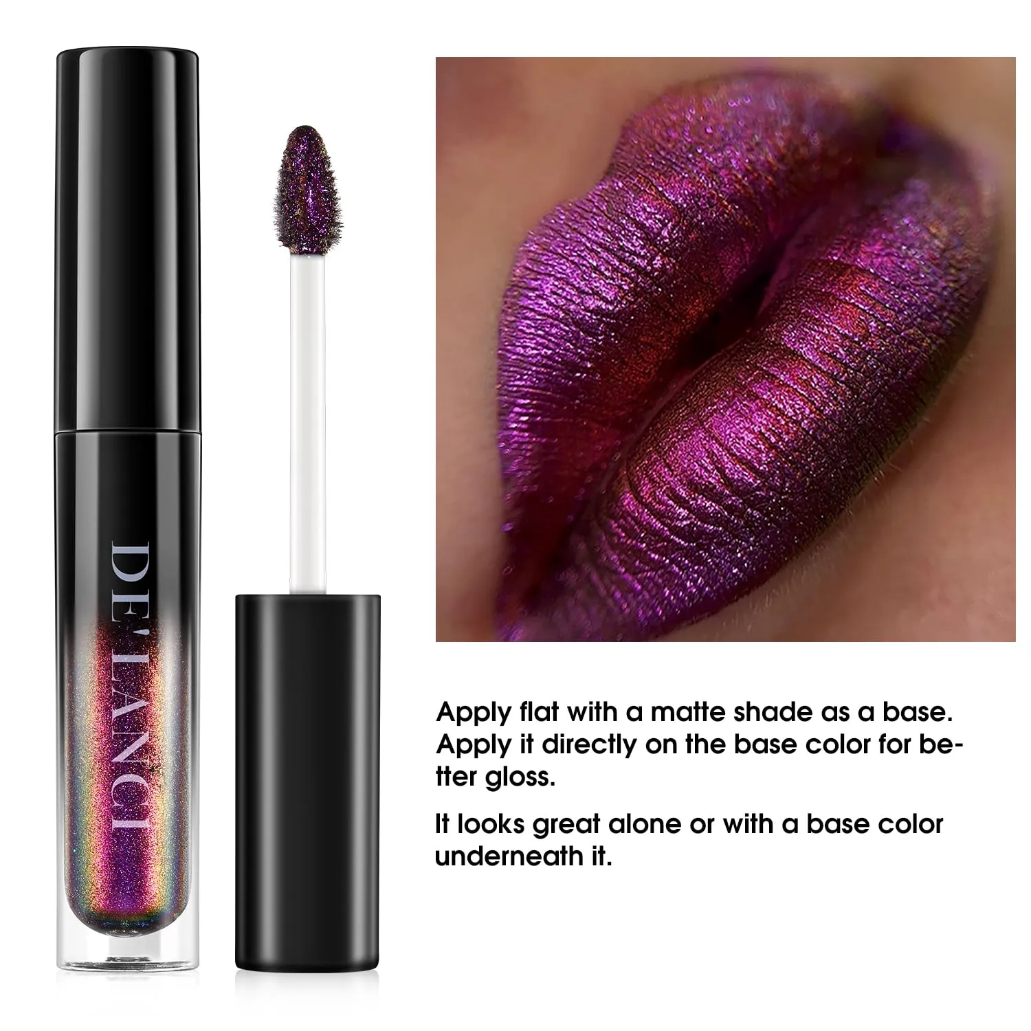 Chameleon Liquid Lipstick Red Green Color,Shimmer Metallic Colourful Lip Gloss for Women Girls Lips Makeup Gift,Hydrating Waterproof and Long Lasting Lip Stick Shiny,Talc-Free,#7