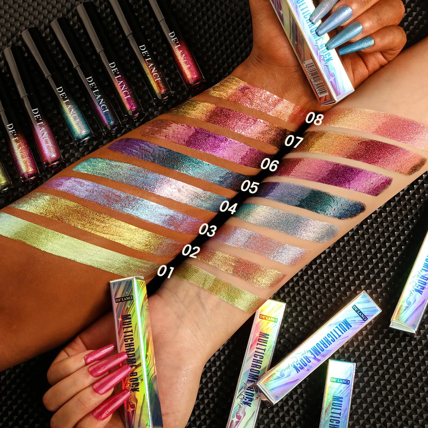 Chameleon Liquid Lipstick Red Green Color,Shimmer Metallic Colourful Lip Gloss for Women Girls Lips Makeup Gift,Hydrating Waterproof and Long Lasting Lip Stick Shiny,Talc-Free,#7