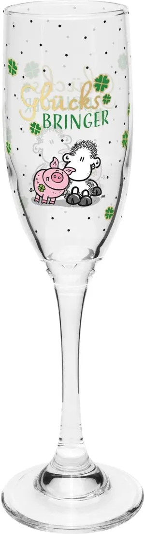 Champagne Glass with Happiness Motif, Printed Secco Glass, Height 22.3 cm, 20 cl, Gift for Birthday, Valentine's Day, 47827