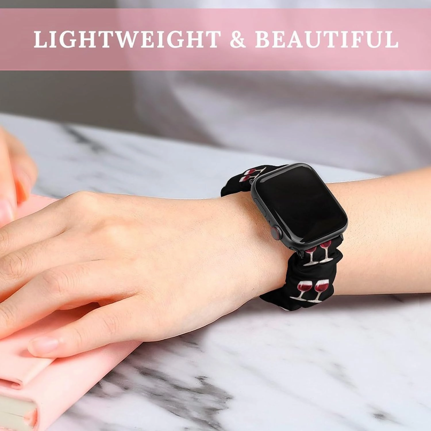 Champagne Red Wine Glasses Fashion Watch Strap Scrunchies Wristbands Compatible With IWatch Series