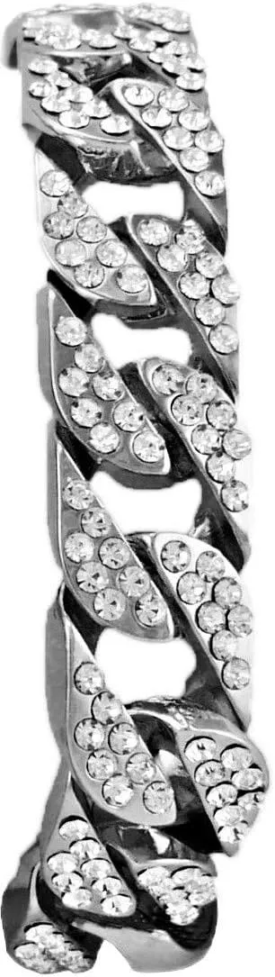 Charles Raymond Bling-ed Out Bracelet with Oblong Iced Look Hip Hop Watch - 8475BC Cuban