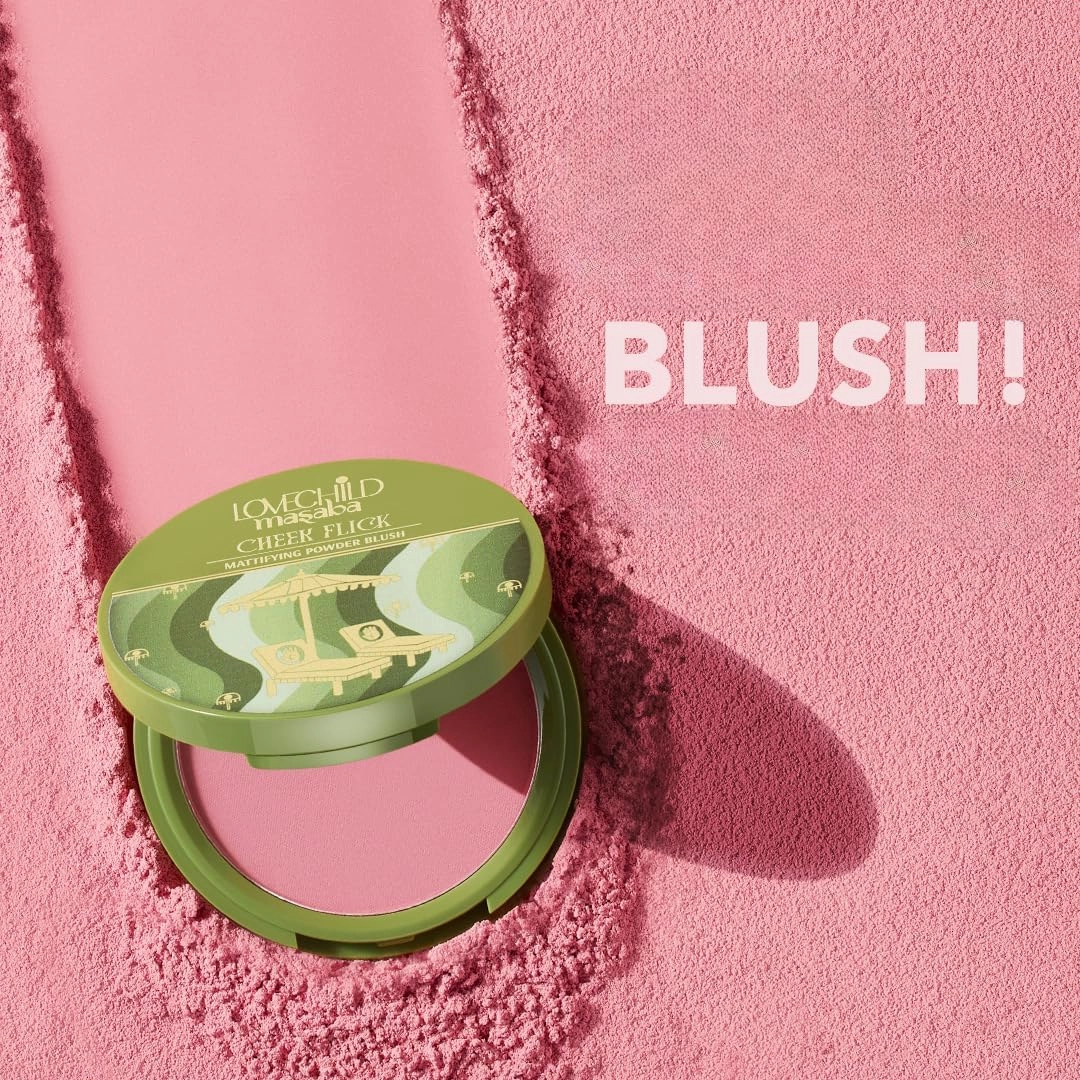 Cheek Flick Mattifying Powder Blush, Luxurious Buildable Coverage & Intense Pigment, Enriched with Vitamin E, 9g (Rustic Pink)