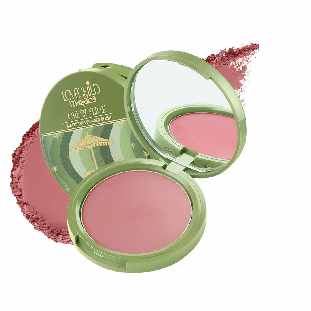 Cheek Flick Mattifying Powder Blush, Luxurious Buildable Coverage & Intense Pigment, Enriched with Vitamin E, 9g (Rustic Pink)