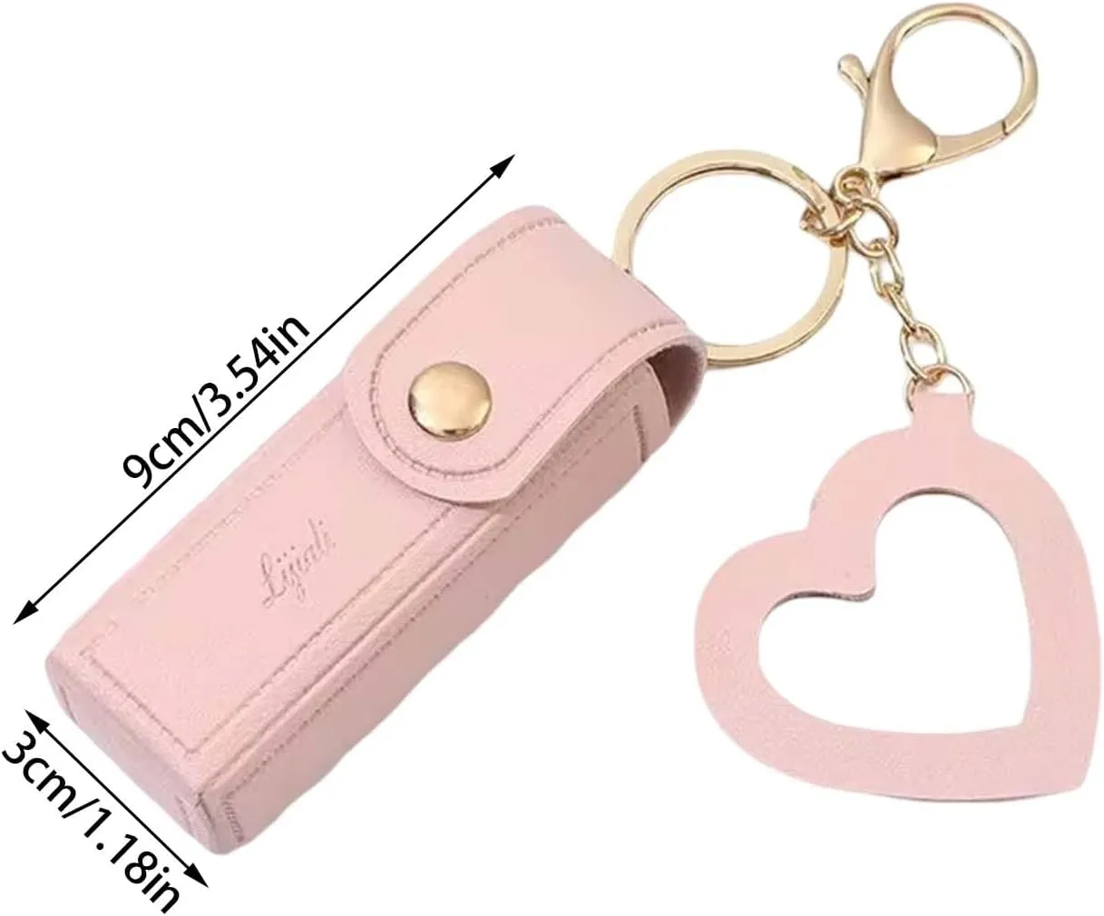 Cherishty Lip Oil Keychain, Lipstick Holderkeychain with Mirror, PU Leather Potable Lips Gloss Holder for Travel Storage (Red)